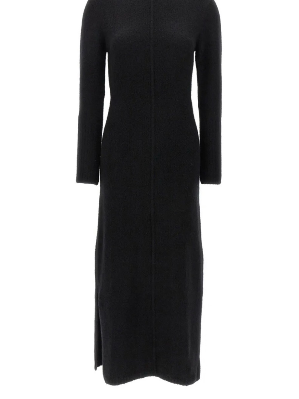 Loulou Studio Bisha Cashmere Long Sleeve Black Knit Maxi Dress with Side Slits - Picture 3 of 6